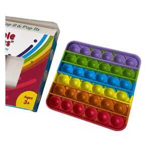 NIB Push Pop Bubble Fidget Sensory Toy Stress Anxiety Kids Adults Rainbow Square